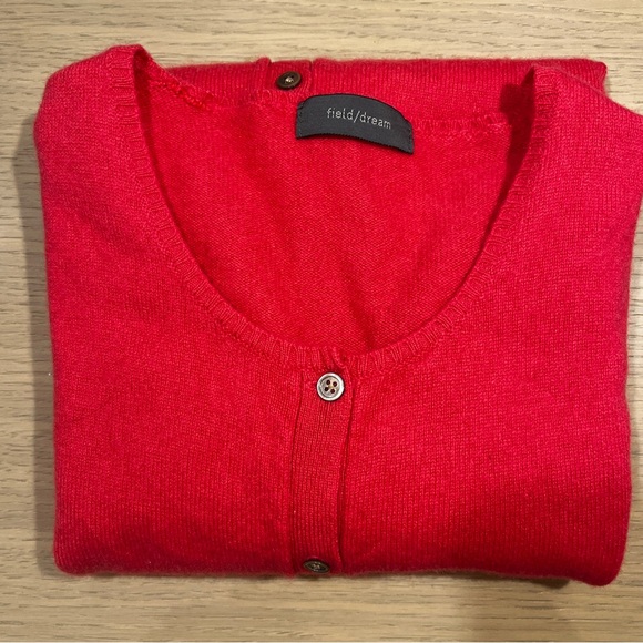 100% Cashmere Raspberry Pink/Red Button-Up Cardigan•size medium - Picture 2 of 8